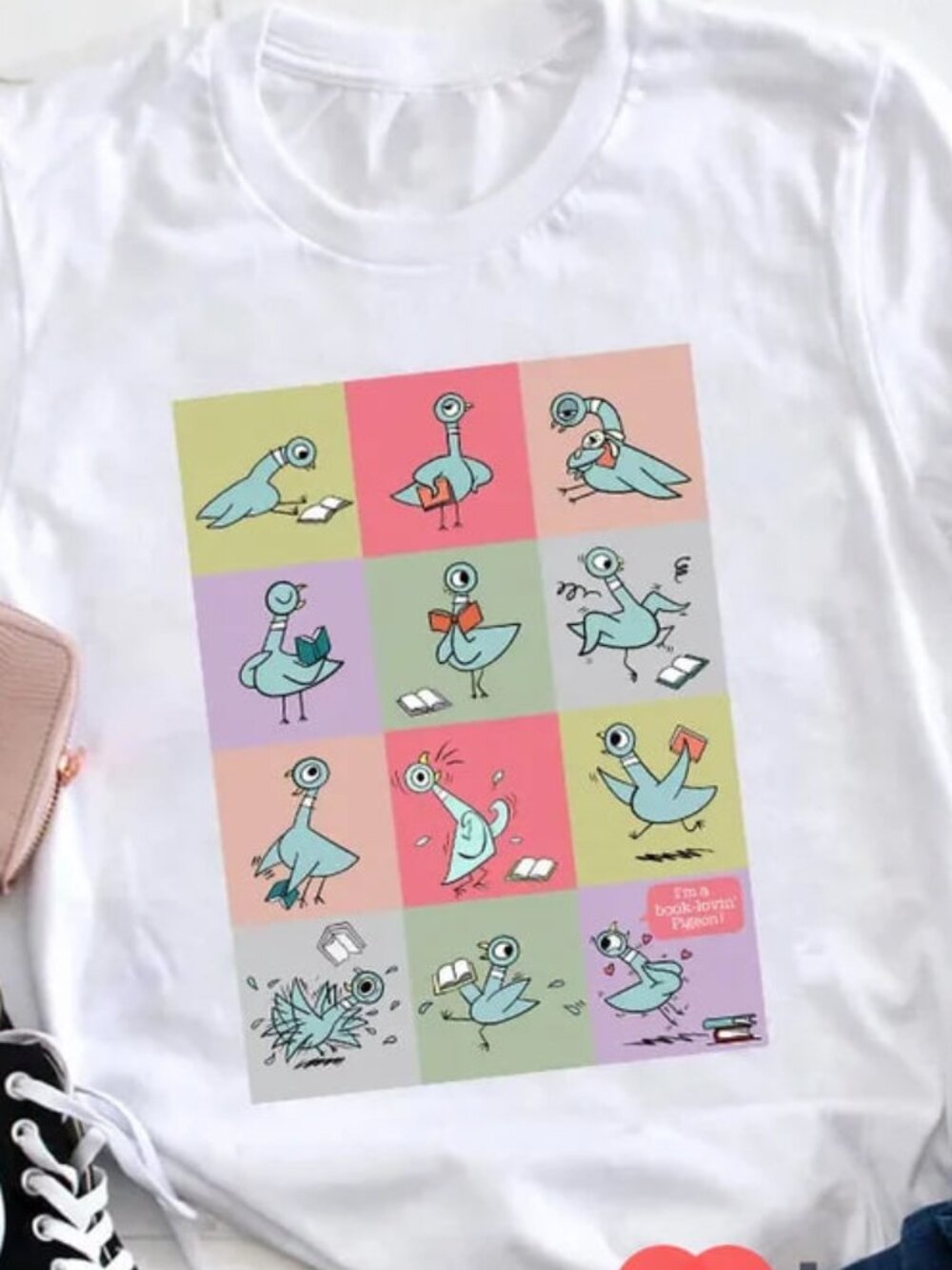 Funny Teacher Shirt, Book Shirt, Cute Pigeon Shirt, Gift For Teacher